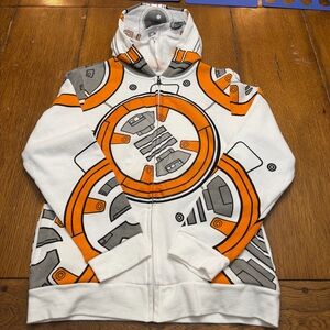 Star Wars BB8 Zip Up White and Orange Droid Jacket with Mesh Mask